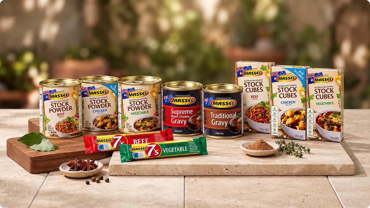 Massel plant-based stock and bouillon products banner