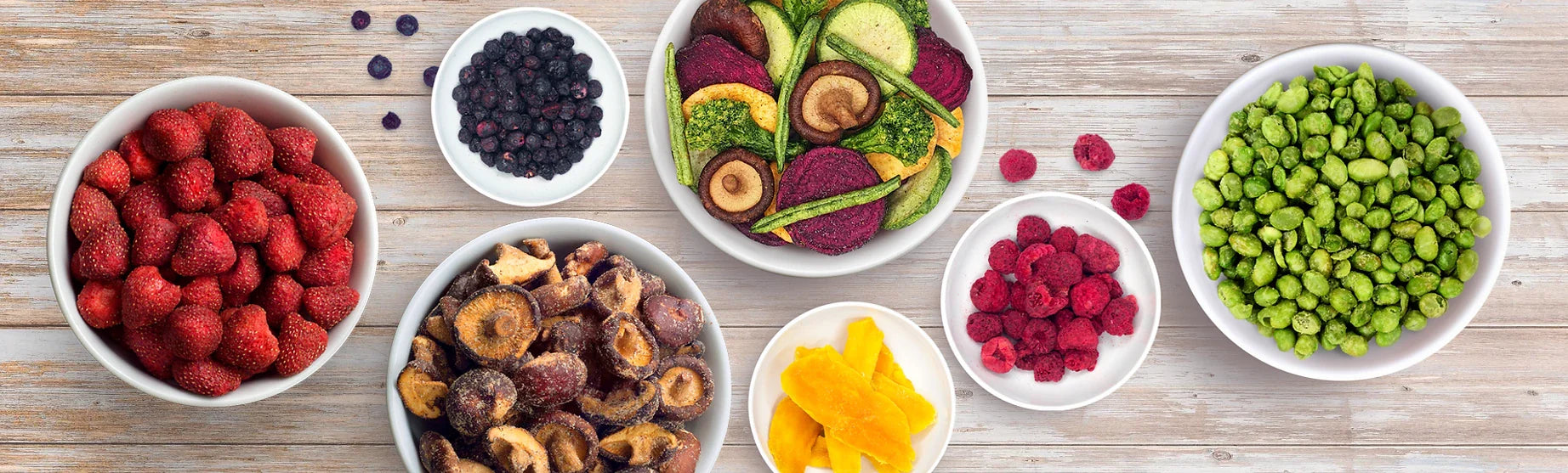 DJ&A freeze dried fruit, mushroom crisps and vegetable crisps vegan snacks