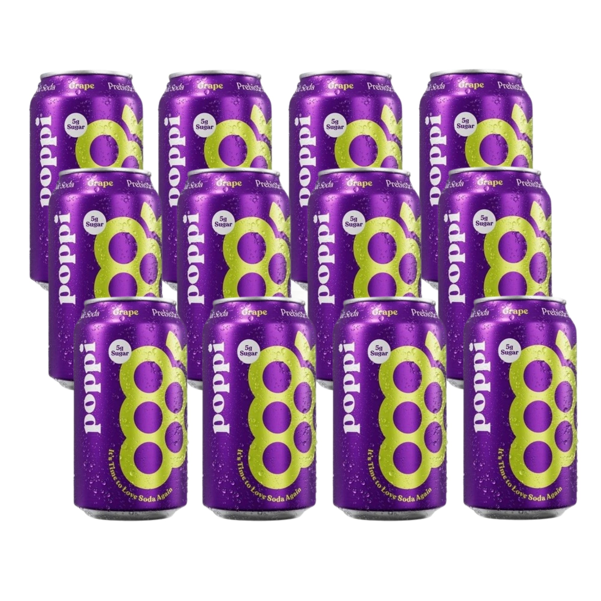 Poppi Sparkling Prebiotic Soda Grape 12 x 355ml