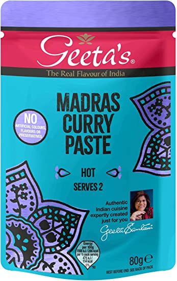 Geetas Curry Paste Madras Hot 12 x 80g
