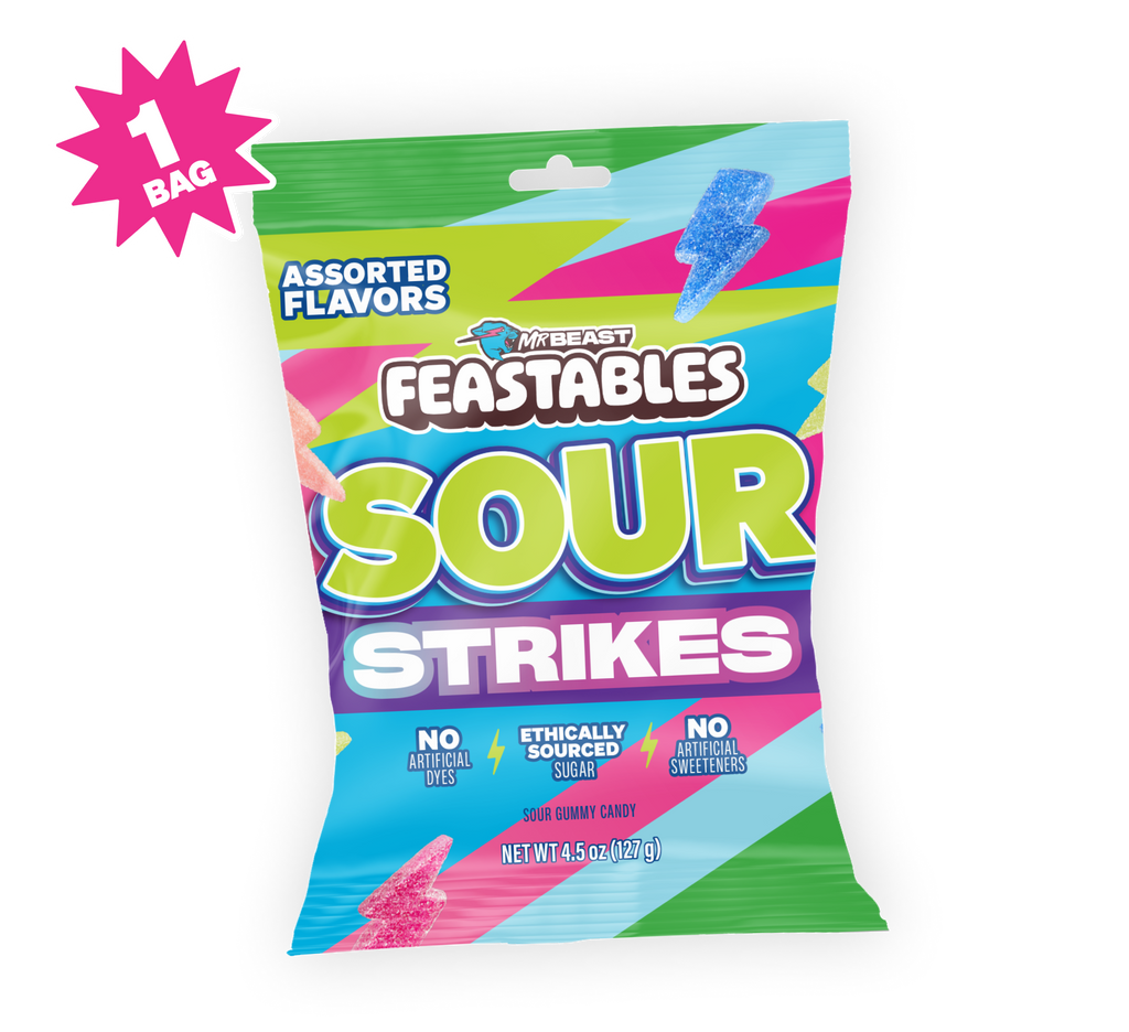 Feastables SOUR STRIKES SMALL PEG BAG 12 x 127g