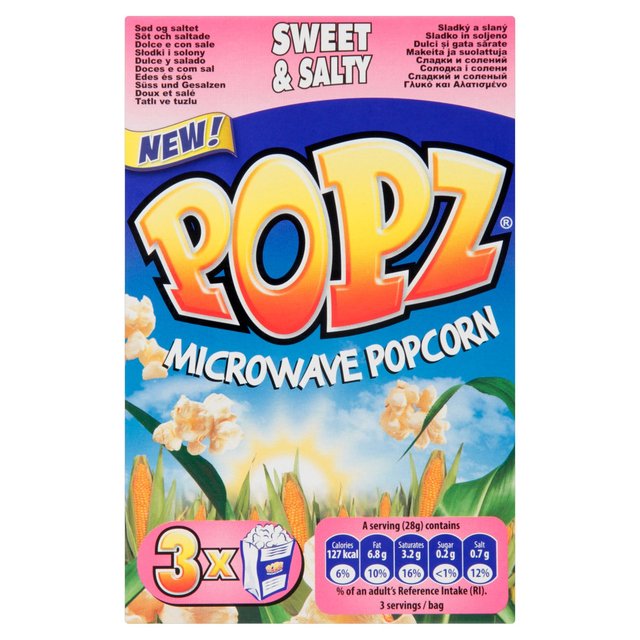 PopZ Microwave Popcorn Sweet And Salty 12 x 3 x 85g