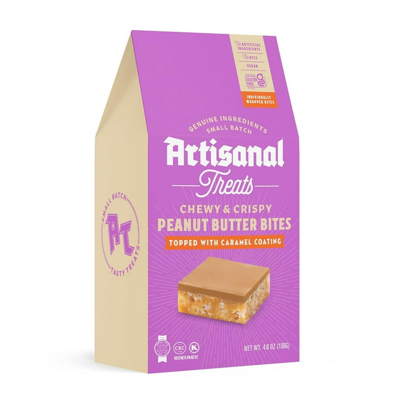 Artisanal Treats Chewy & Crispy Peanut Butter Bites / Caramel Coating 8 x 136g