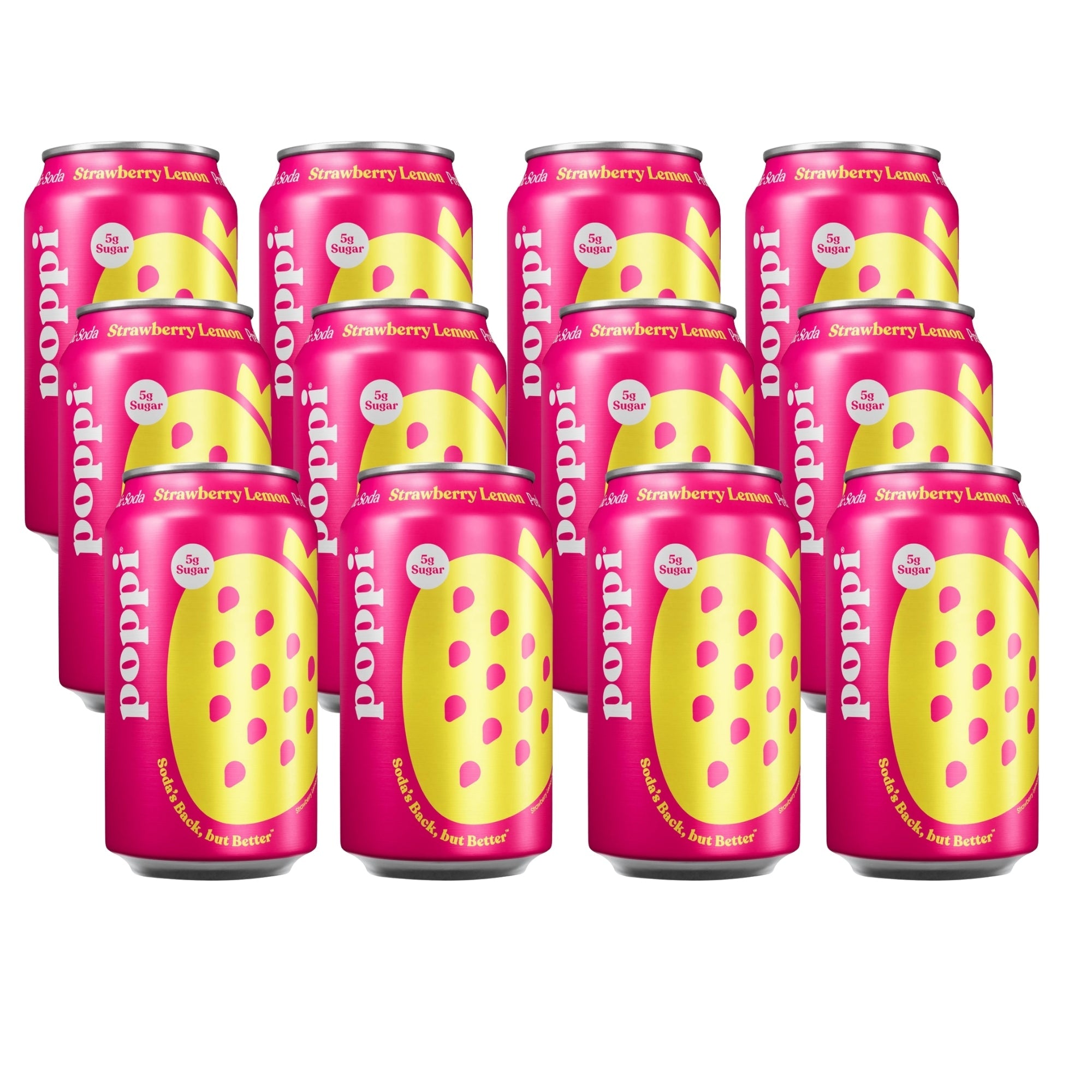 Poppi Sparkling Prebiotic Soda Straw Lemon 12 x 355ml
