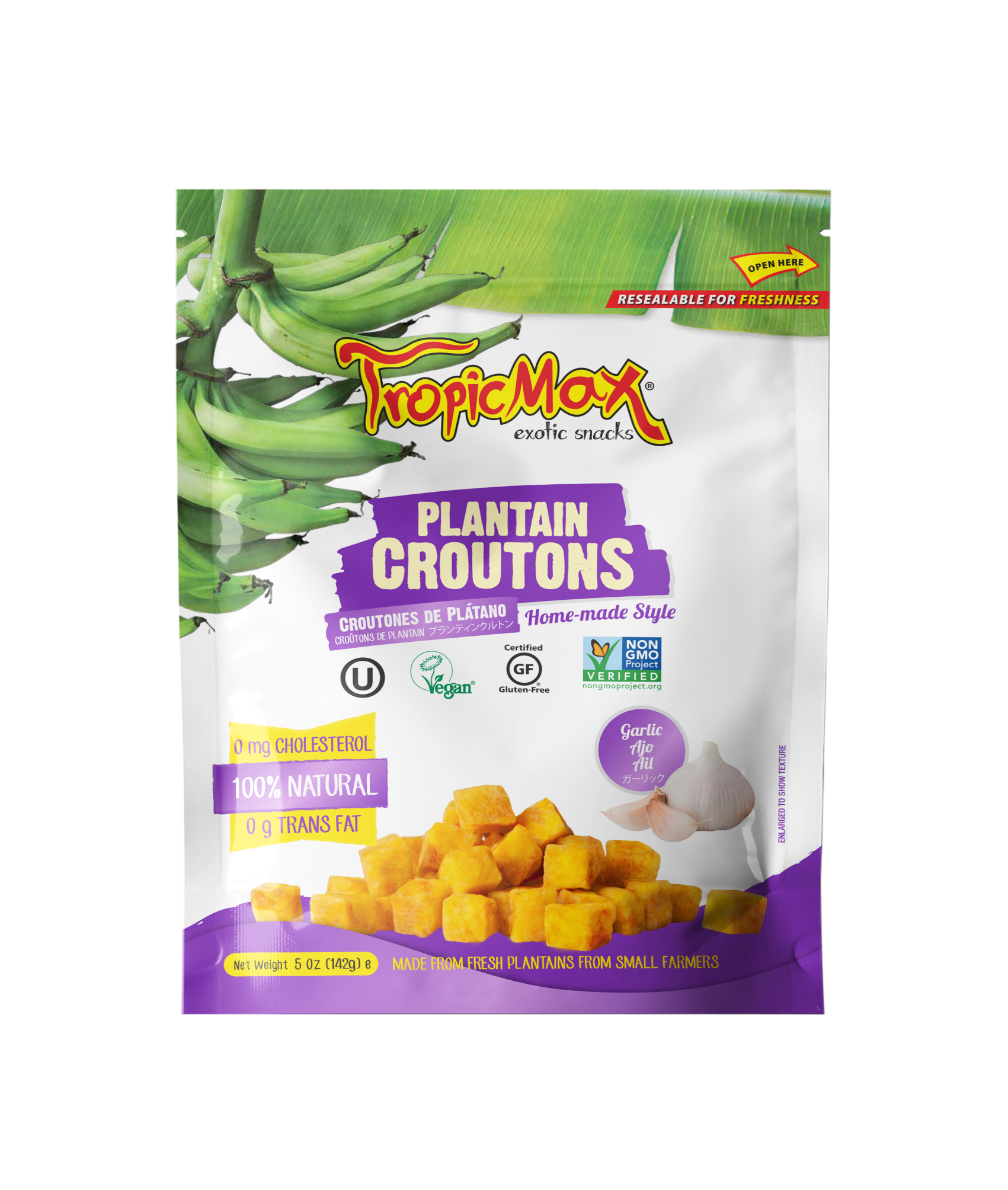 Tropicmax Gluten Free Garlic Plantain Croutons 12 x 142g