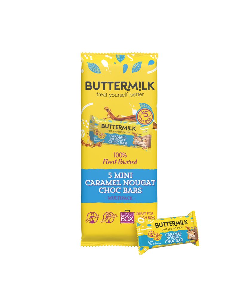 Buttermilk Plant Powered Vegan Dairy Free Caramel Nougat  5 Mini Bar Multipack 125g (10 x 125g)