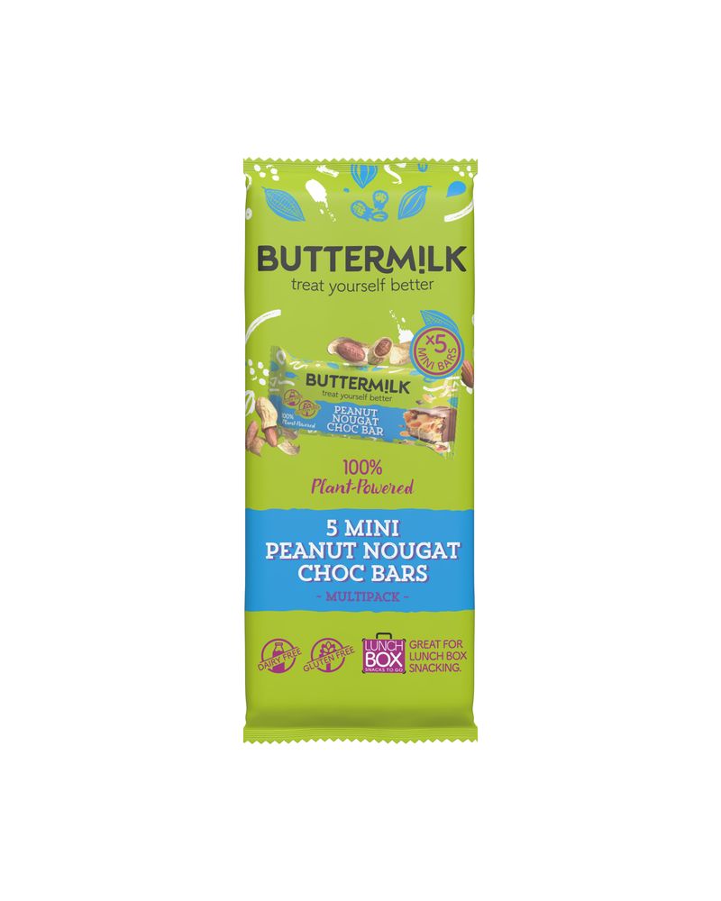 Buttermilk Plant Powered Vegan Dairy Free Peanut Nougat  5 Mini Bar Multipack 125g (10 x 125g)