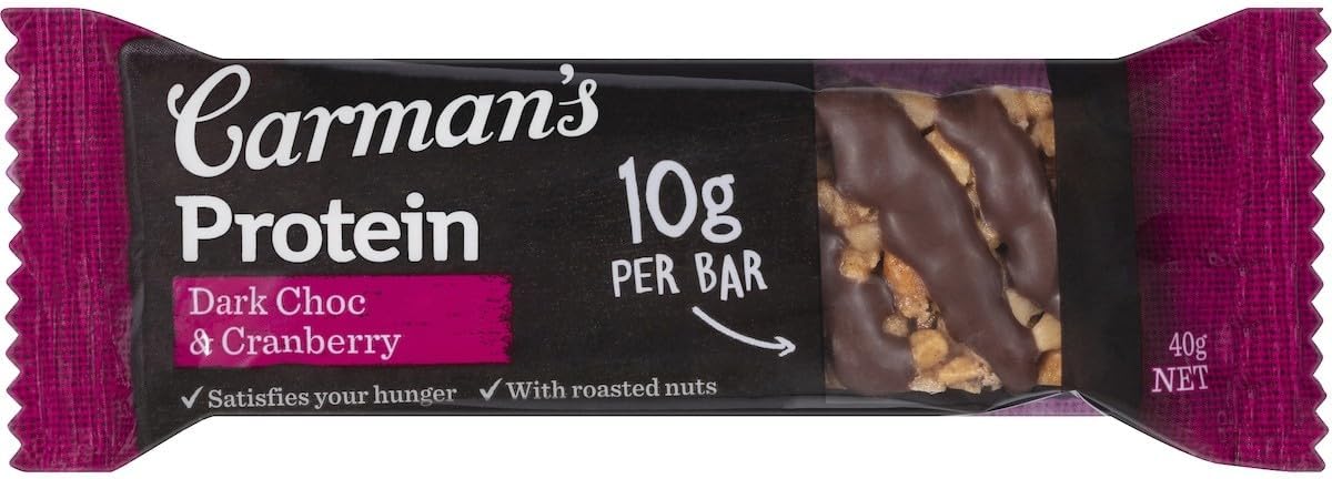 Carmans Dark Choc Cranberry Protein Bar 5 pack Dairy 6 x 200g