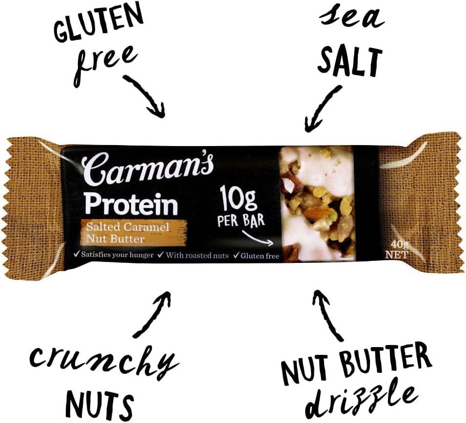 Carmans Salted Caramel Nut Butter Protein Bar 5 pack Dairy 6 x 200g