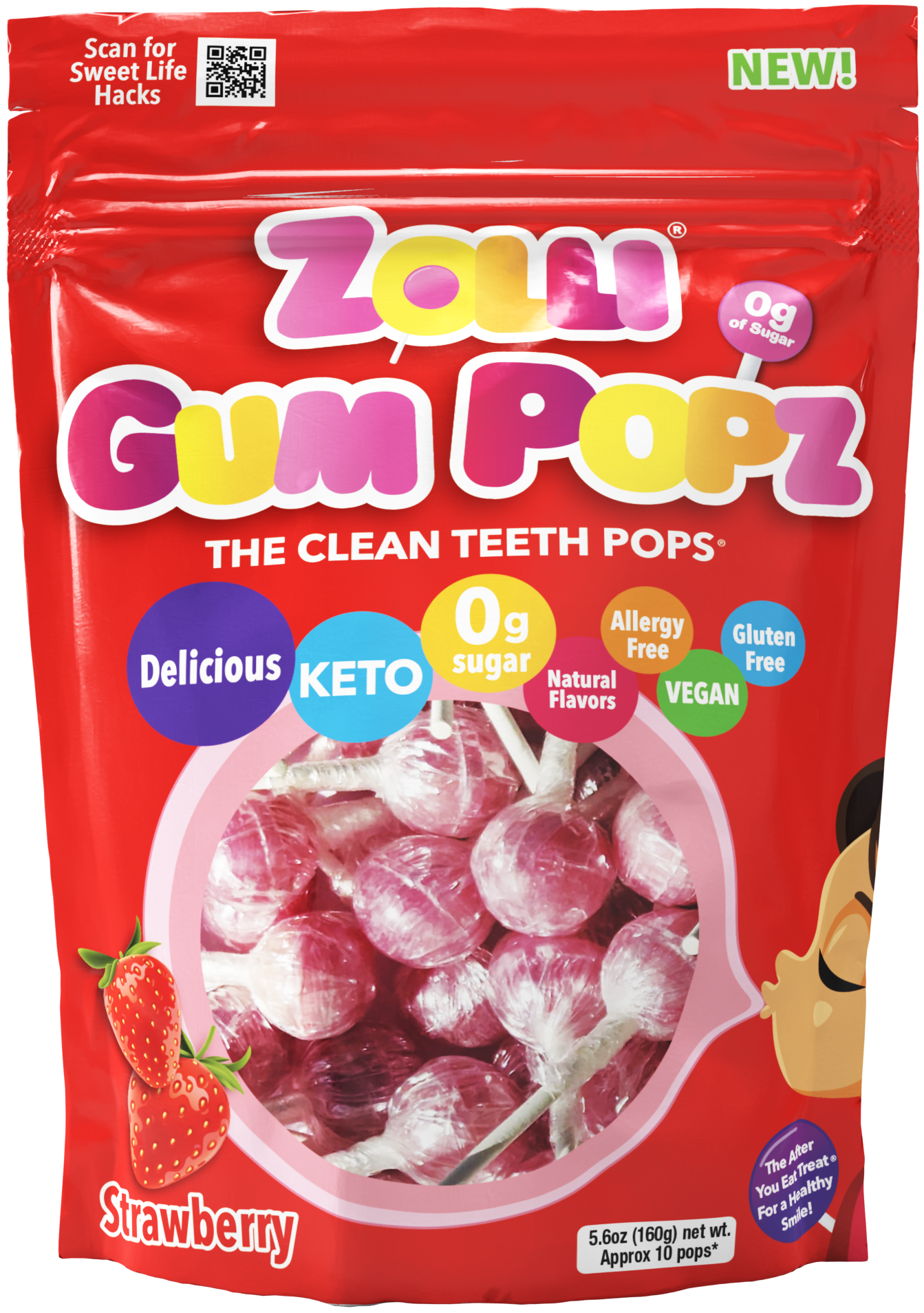 Zollipops Gum Popz Strawberry NK 24 x 158g (5.6oz)