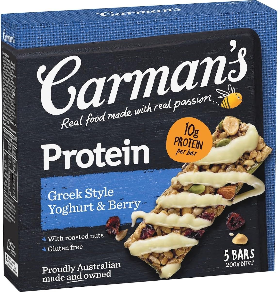 Carmans Greek Yoghurt & Berry Protein Ba 5 pack Dairy 6 x 200g
