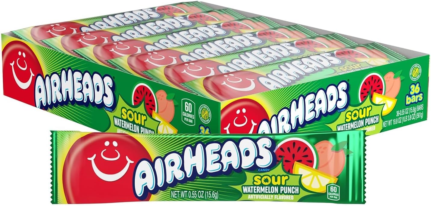 Airheads  Singles Sour Watermelon Punch 36 x 15.6g (0.55oz)