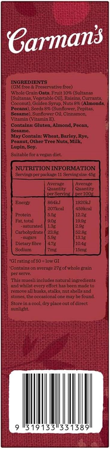 Carmans Classic Fruit and Nut Muesli  6 x 500g