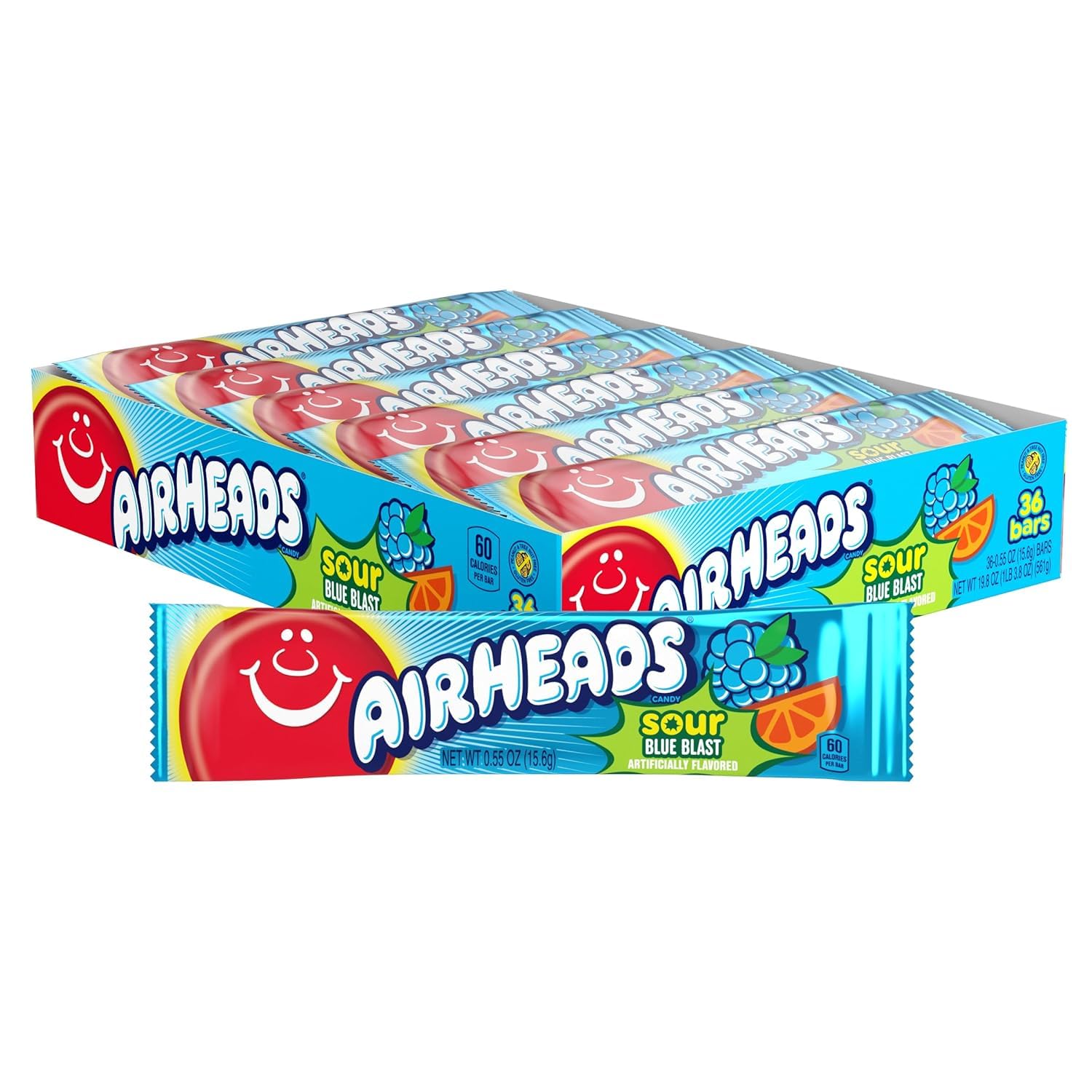 Airheads Singles Sour Blue Blast 36 x 15.6g (0.55oz)