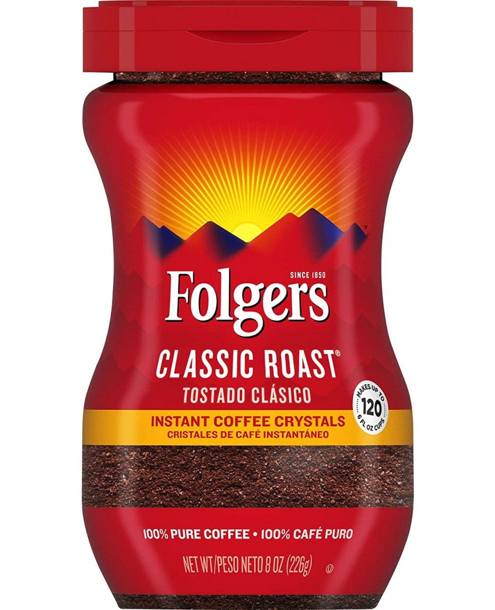 Folgers Classic Roast Instant Coffee 6 x 226g (8oz)