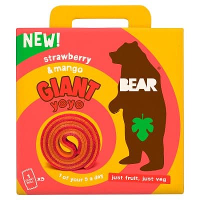 Bear Giant Yoyo MULTIPACKS Strawberry & Mango 6 x 5 x 20g