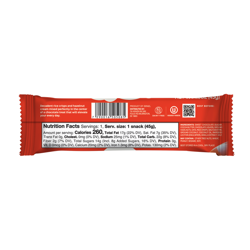 7th Heaven Rice Crisps and Hazelnut Cream bar