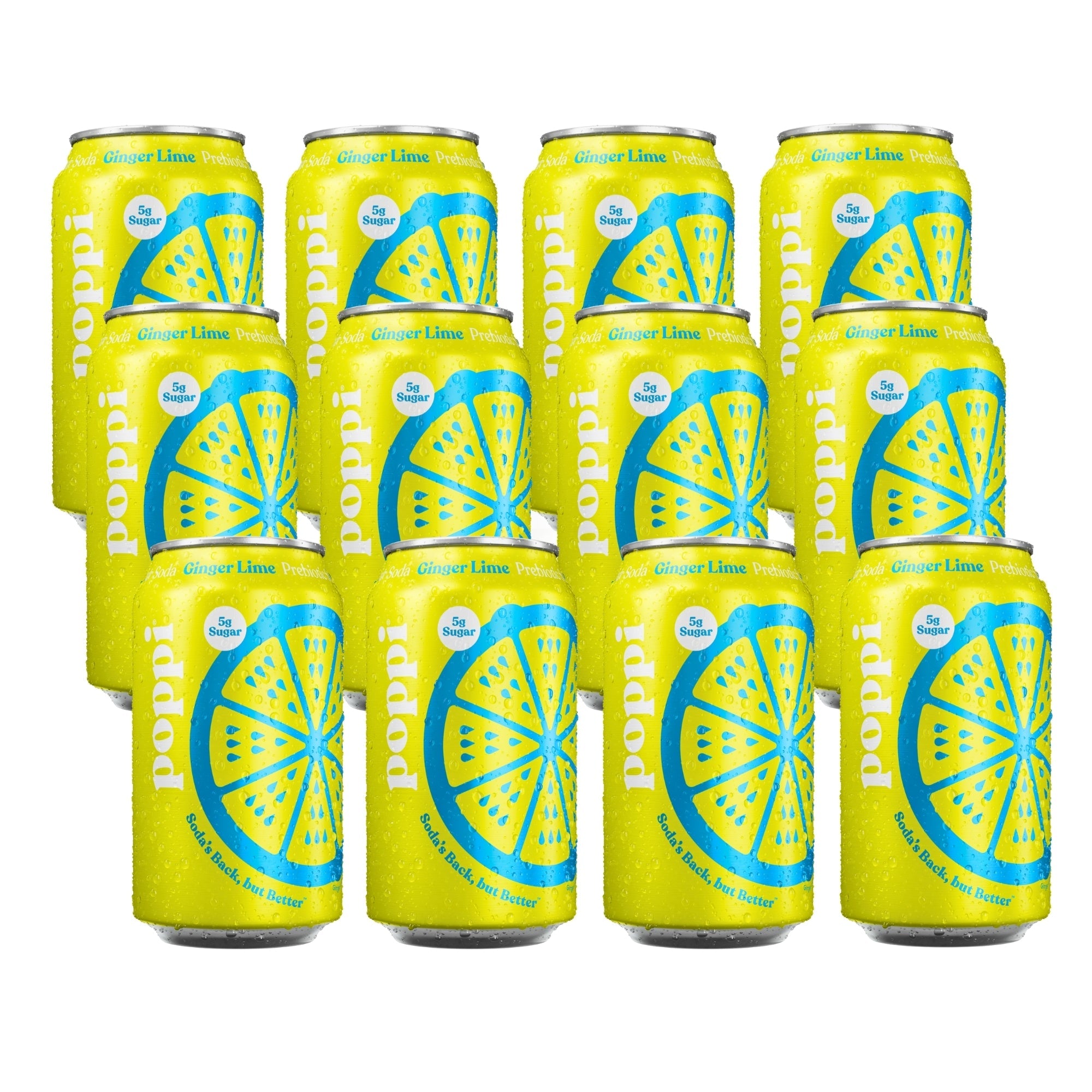 Poppi Sparkling Prebiotic Soda Lime Ginger 12 x 355ml