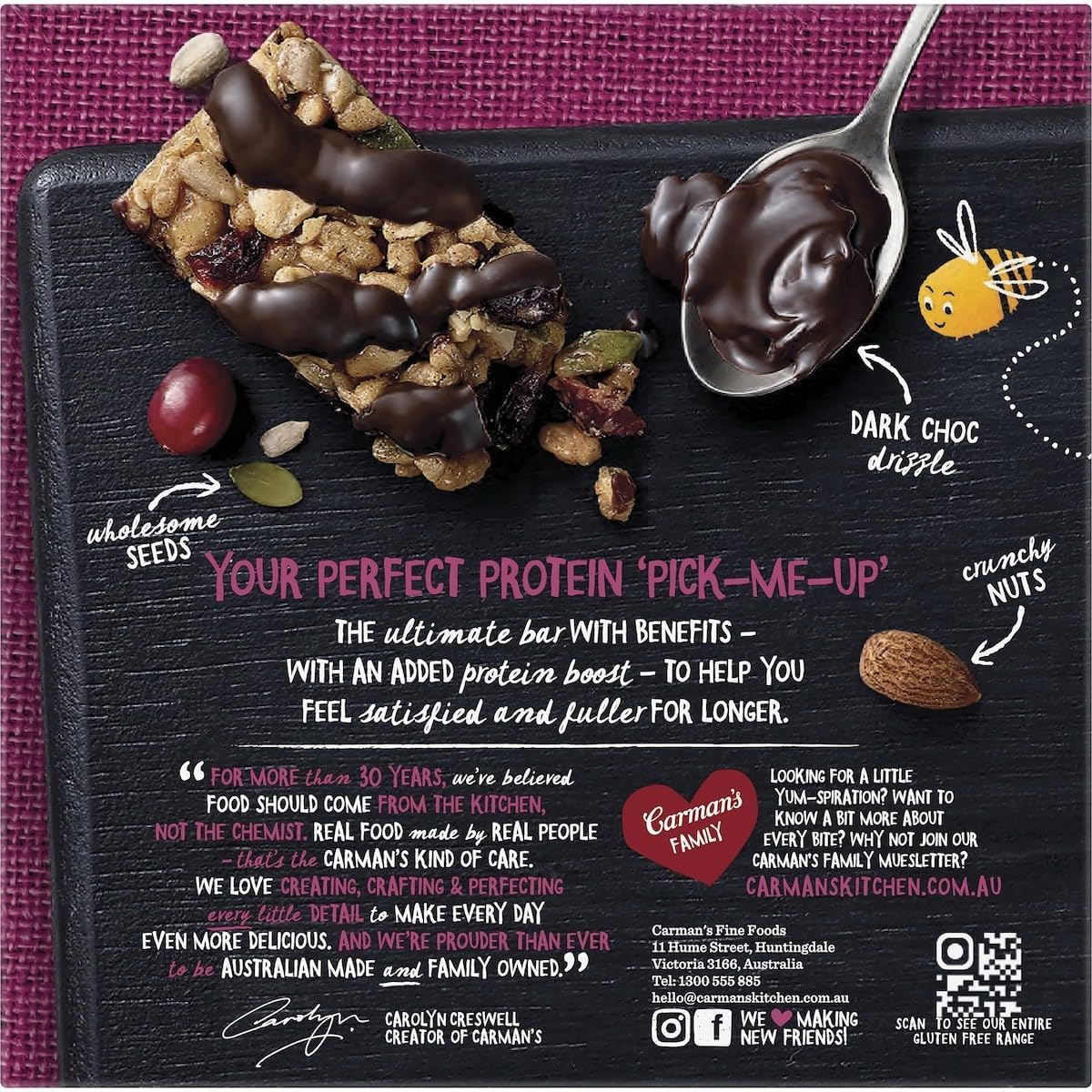 Carmans Dark Choc Cranberry Protein Bar 5 pack Dairy 6 x 200g