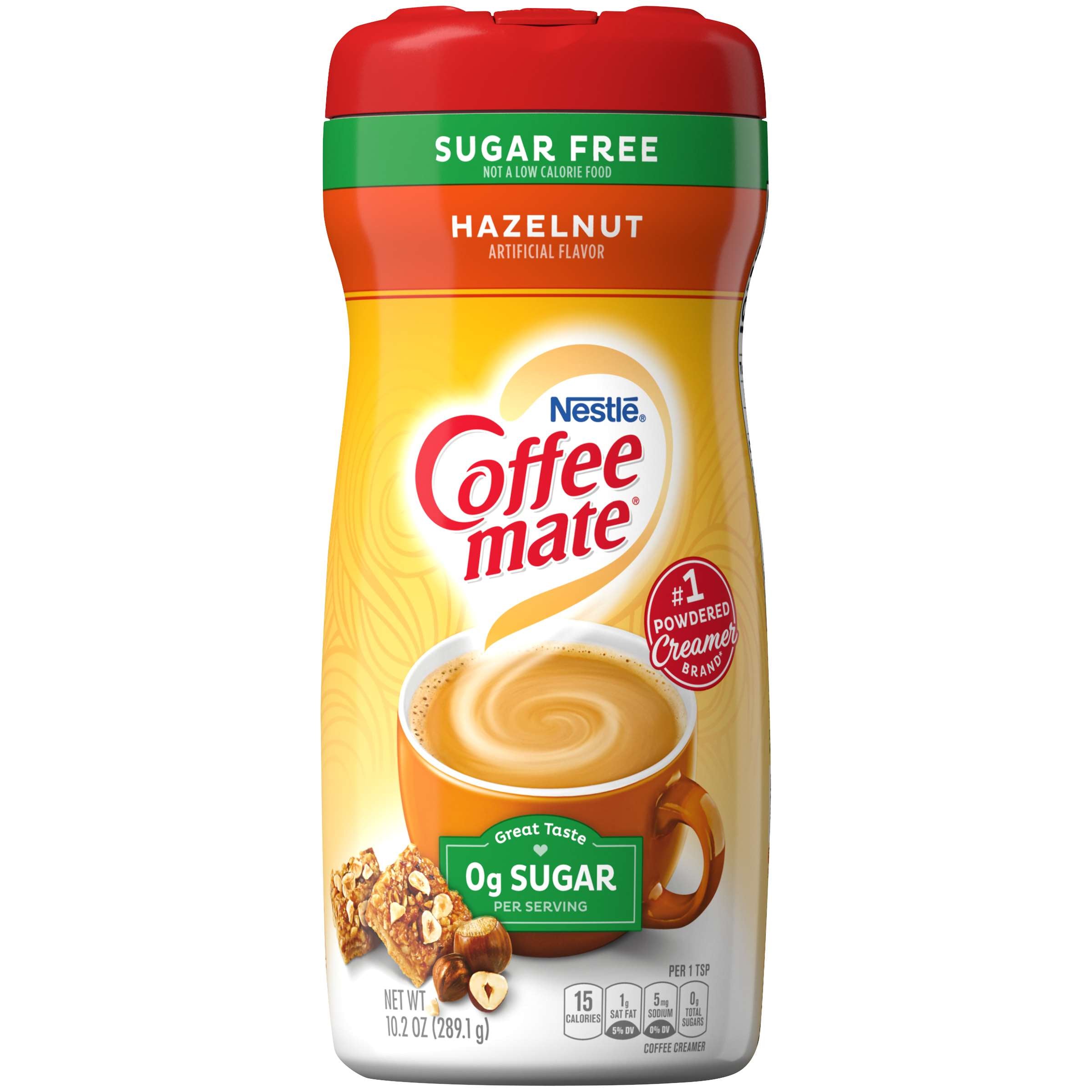Coffee Mate Powder Sugar Free Hazelnut 6 x 289.1g (10.2oz)