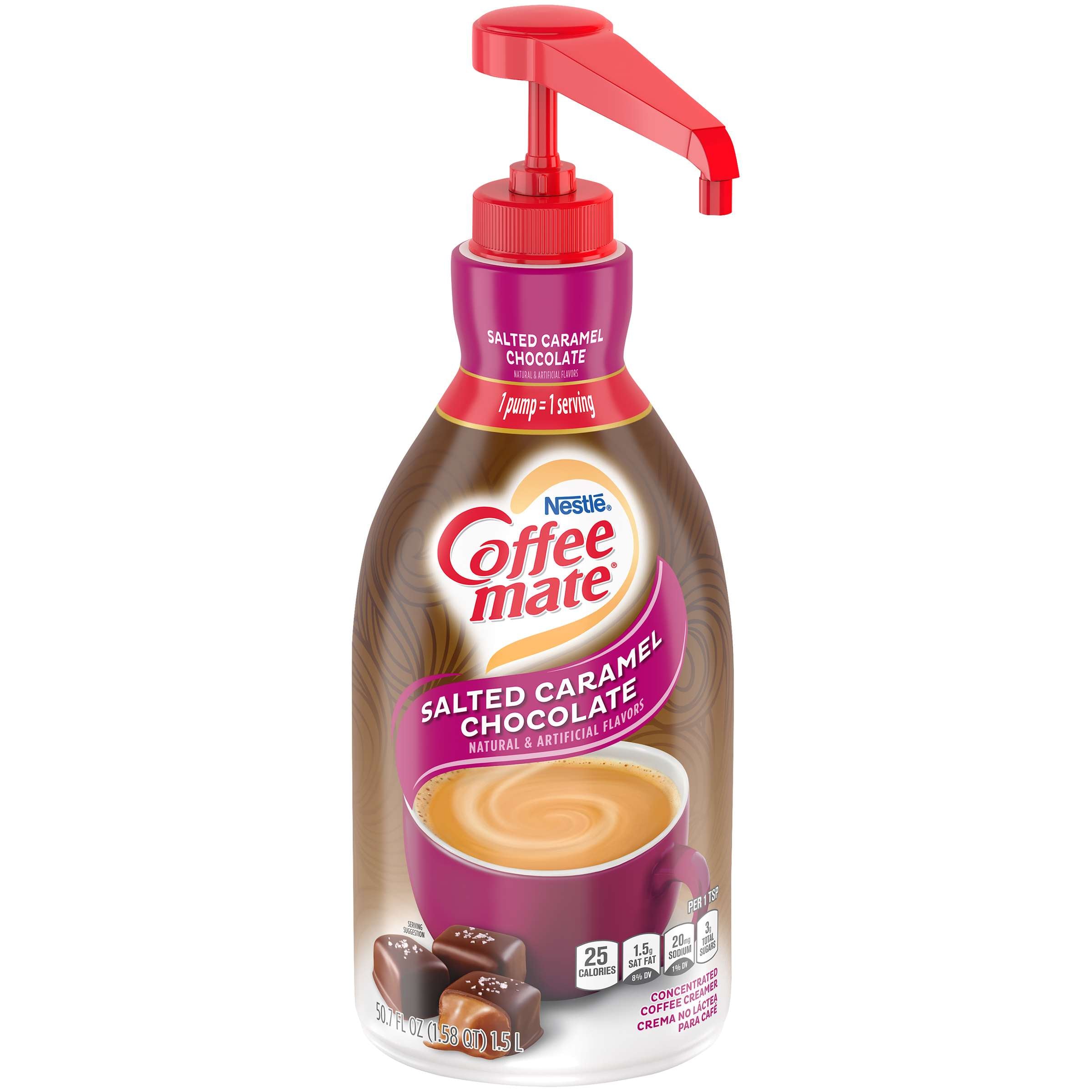 Coffee Mate Liquid Salted Caramel Chocolate Creamer Pump 2 x 1.5l (50.7fl oz)