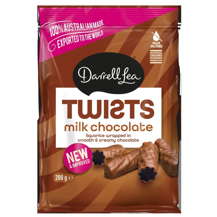 Darrell Lea Liquorice Twists Milk Coated NK 12 x 200g