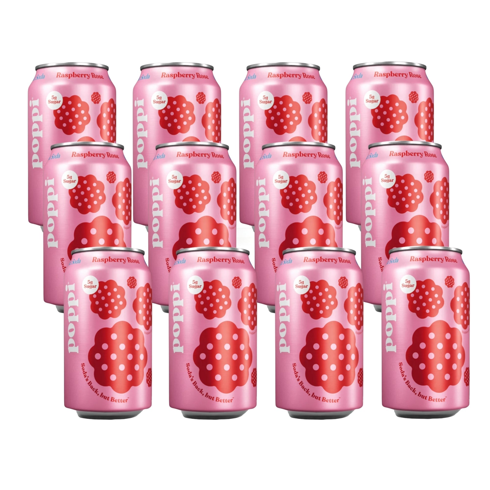 Poppi Sparkling Prebiotic Soda Raspberry Rose 12 x 355ml
