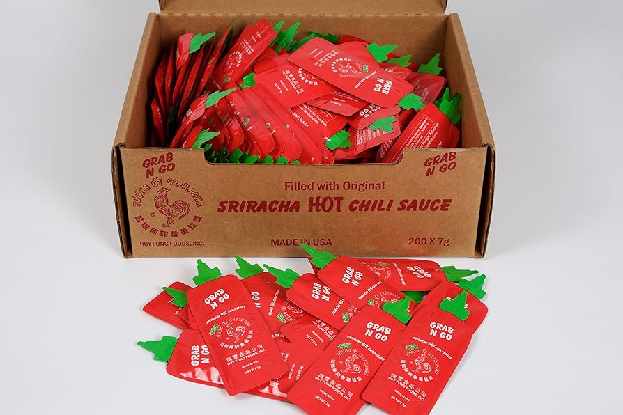 Huy Fong Sriracha Single Serve Packs 200 Per Case NK 200  x 7g