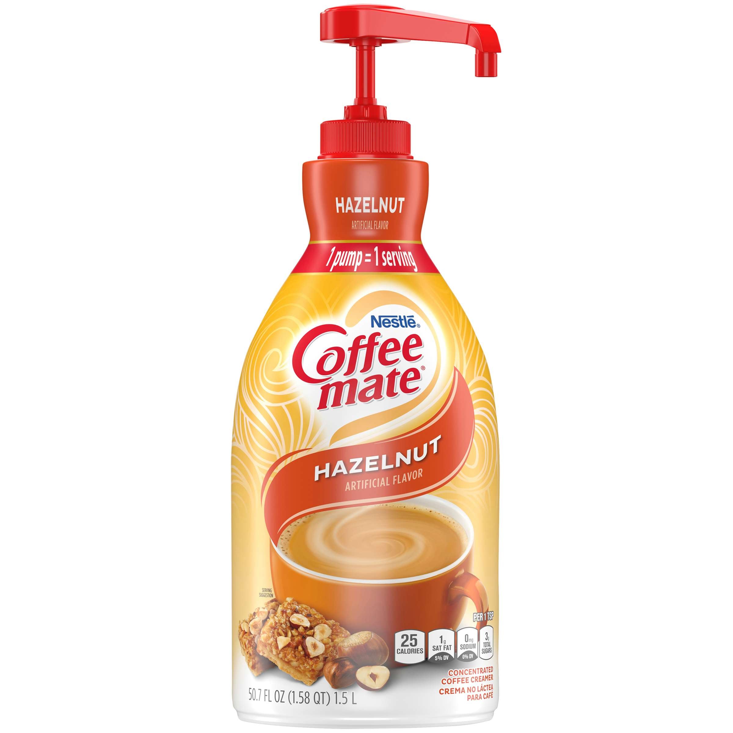 Coffee Mate Liquid Hazelnut Creamer Pump 2 x 1.5l (50.7fl oz)