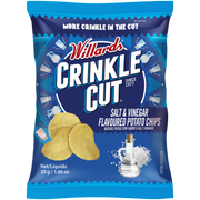 Willards Crinkle Cut Salt & Vinegar Chips SMALL 48 x 30g