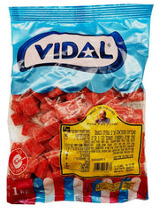 Vidal Sour Strawberry Sugar Coated Liquorice Bricks 12 x 1kg