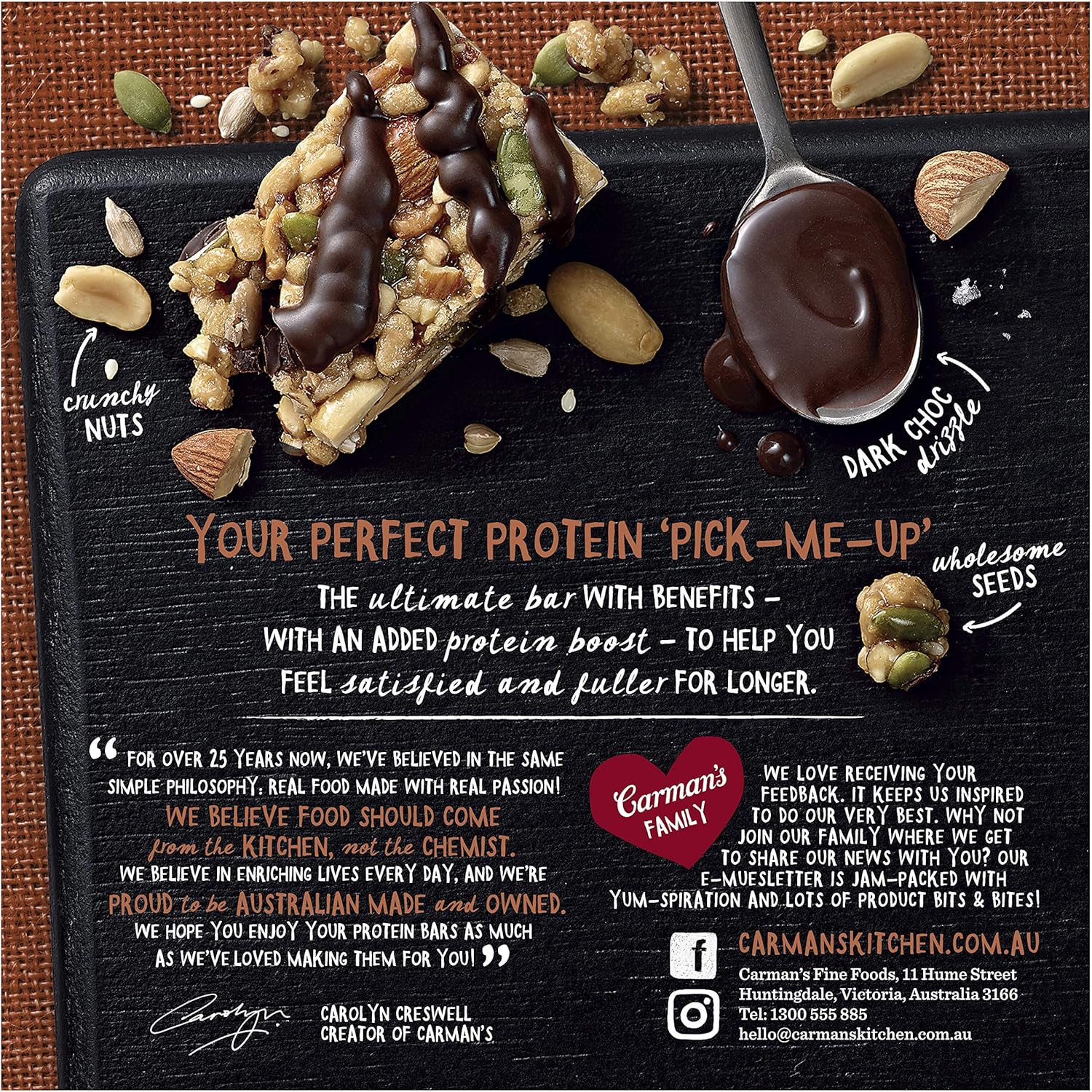 Carmans Salted Dark Choc Almond Protein Bar 5 pack Dairy 6 x 200g