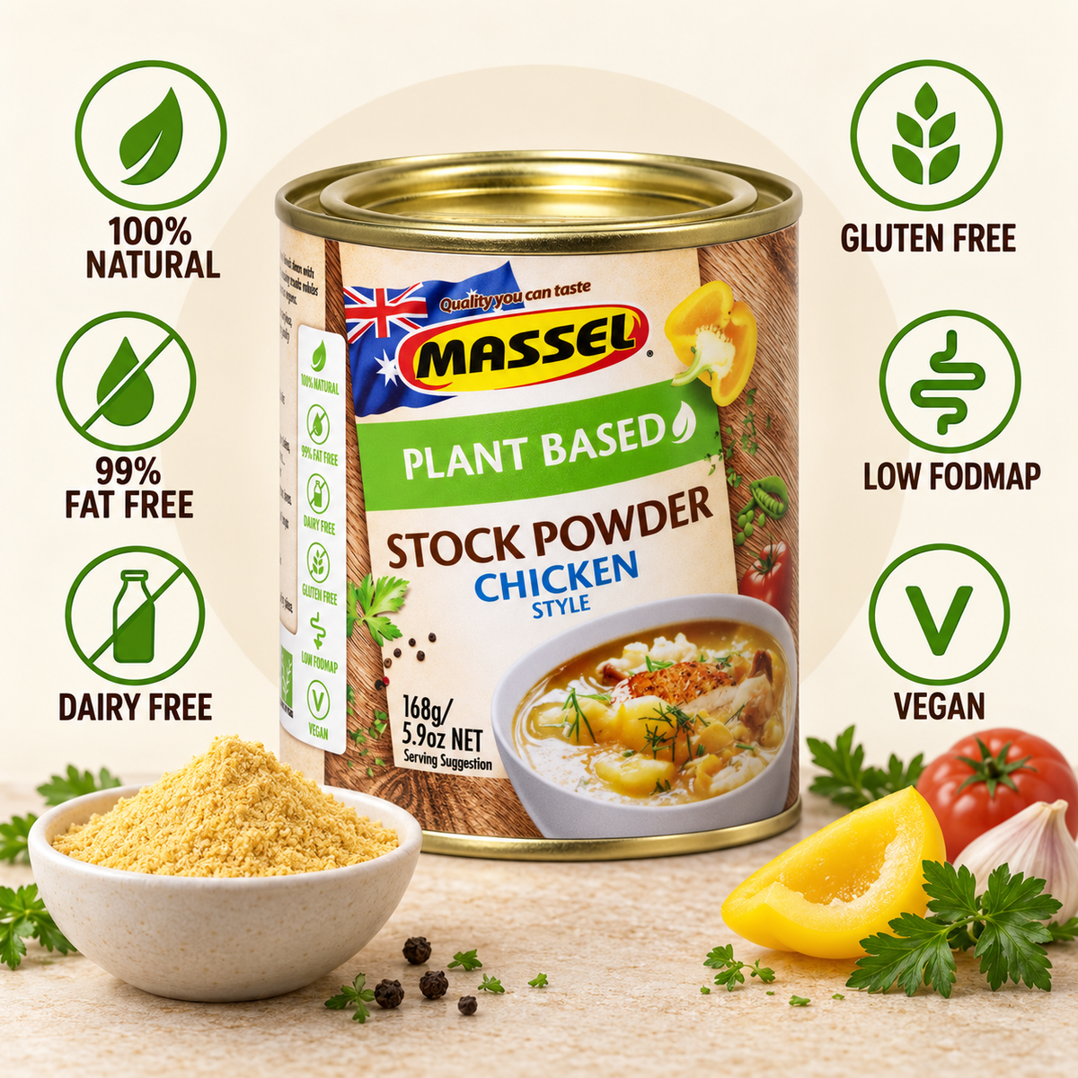Massel Powder Tub Chicken used in a finished soup dish.