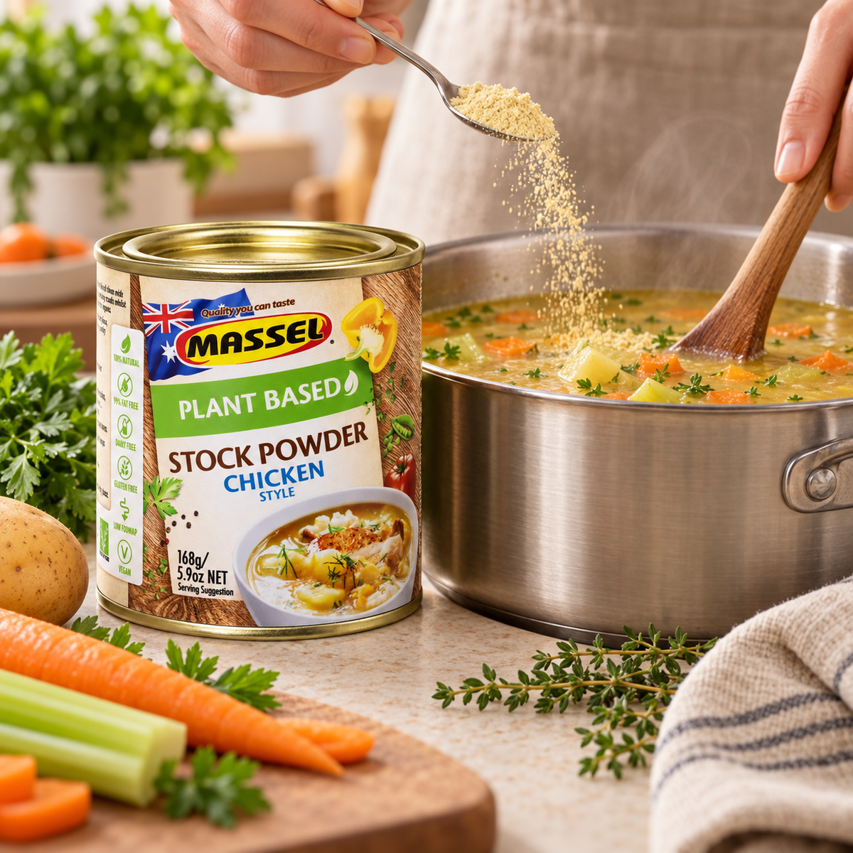 Close-up of Massel Powder Tub Chicken tub packaging.