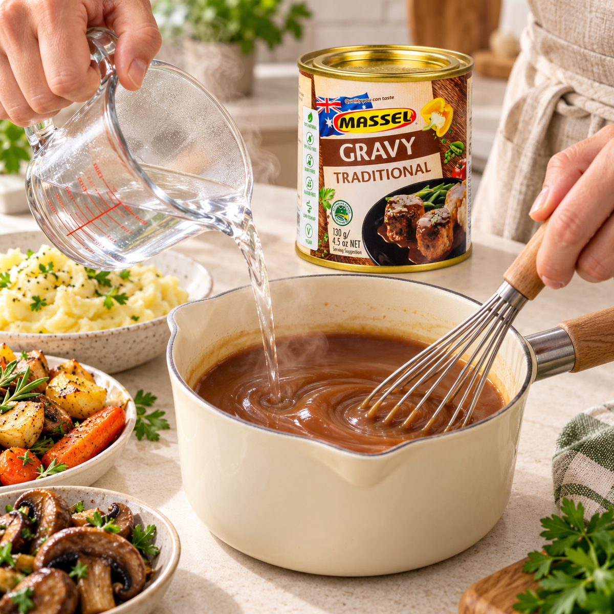 Close-up of Massel Gravy Traditional pack packaging.