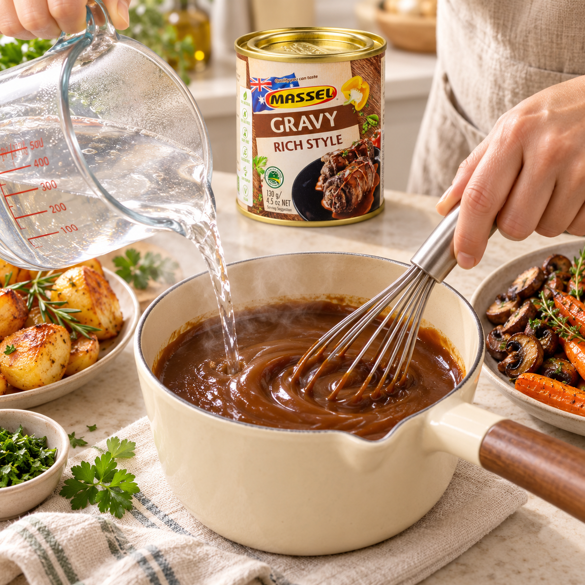 Close-up of Massel Gravy Rich Roast pack packaging.