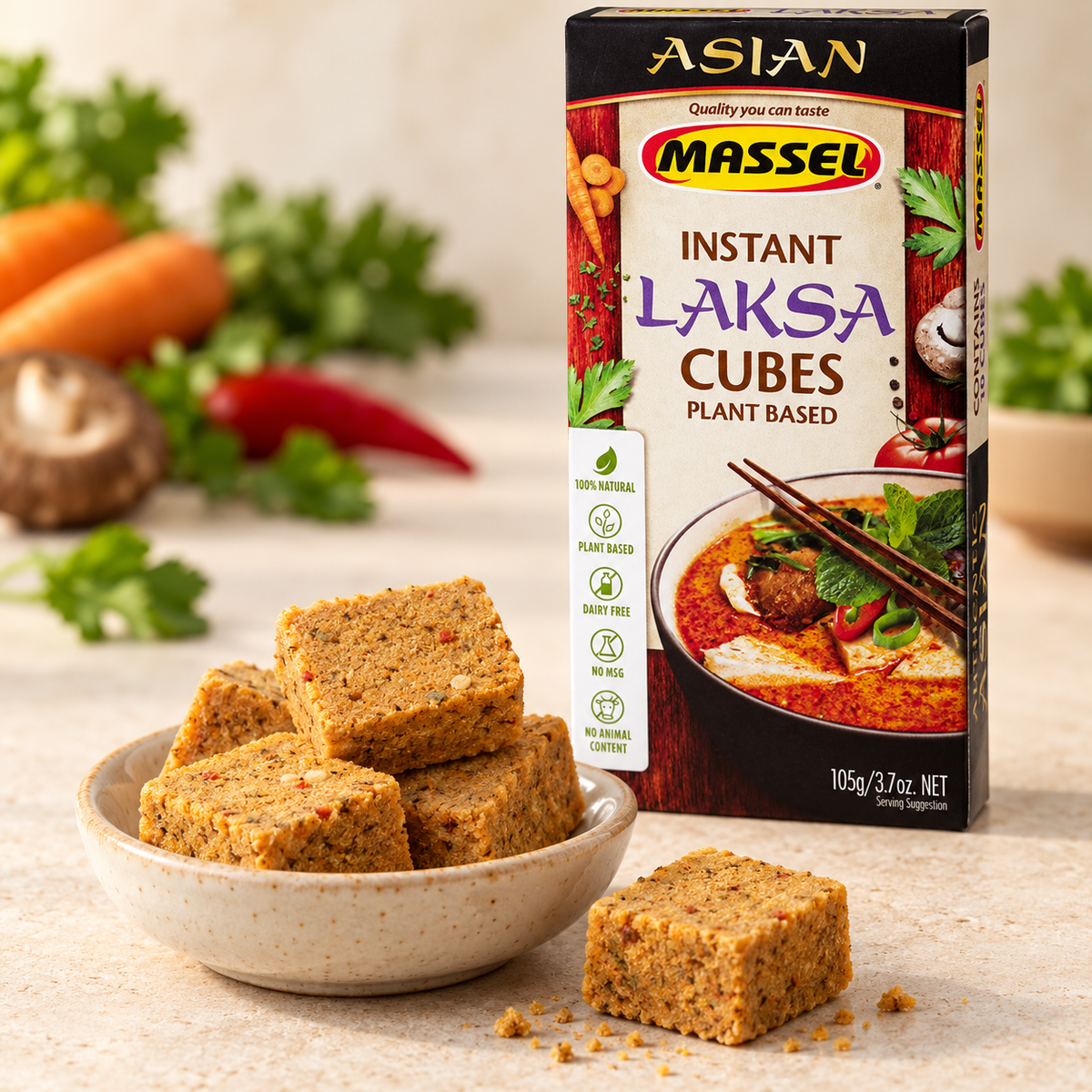 Massel Instant Laksa Asian Soup Cubes, 105g, gluten-free, vegan.