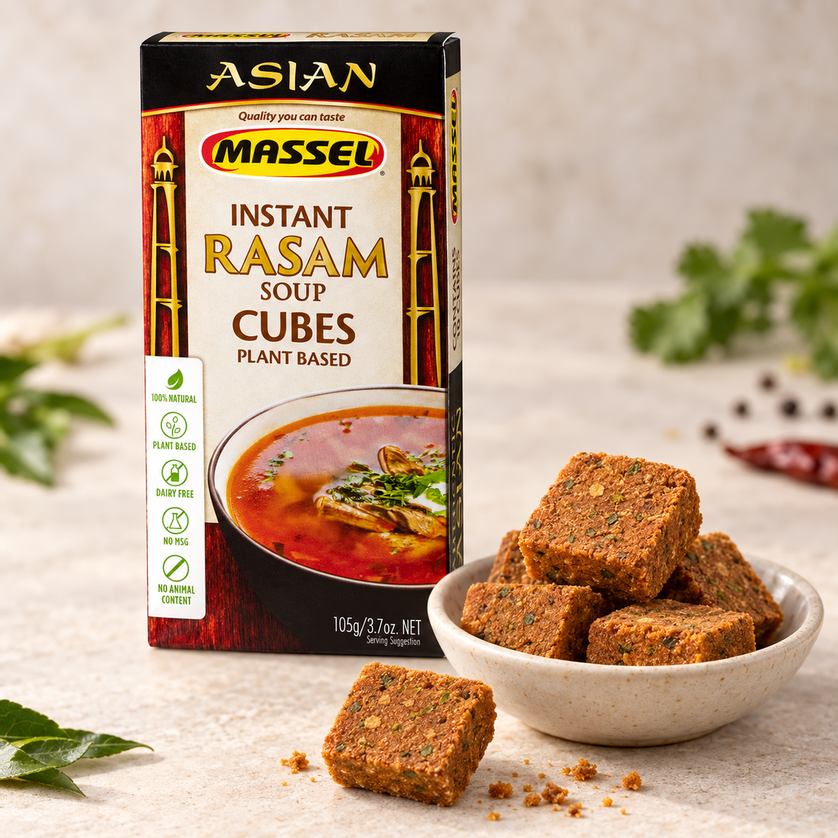 Massel Instant Rasam Asian Soup Cubes, 105g, gluten-free, vegan.