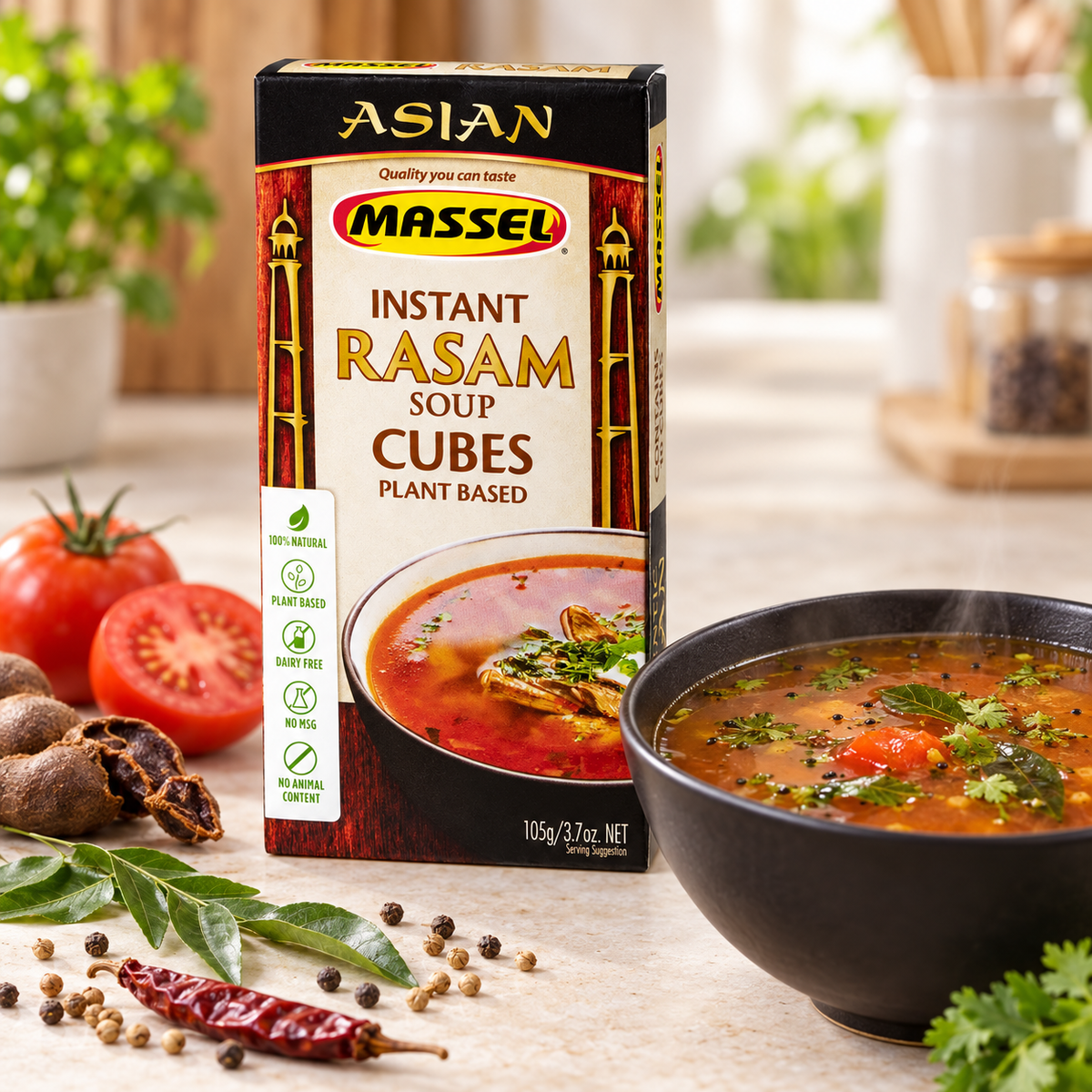 Massel Instant Rasam Asian Soup Cubes, 105g, gluten-free, vegan.