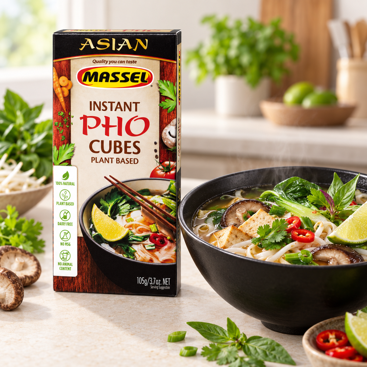 Massel Instant Pho Asian Soup Cubes, 105g, gluten-free, vegan.