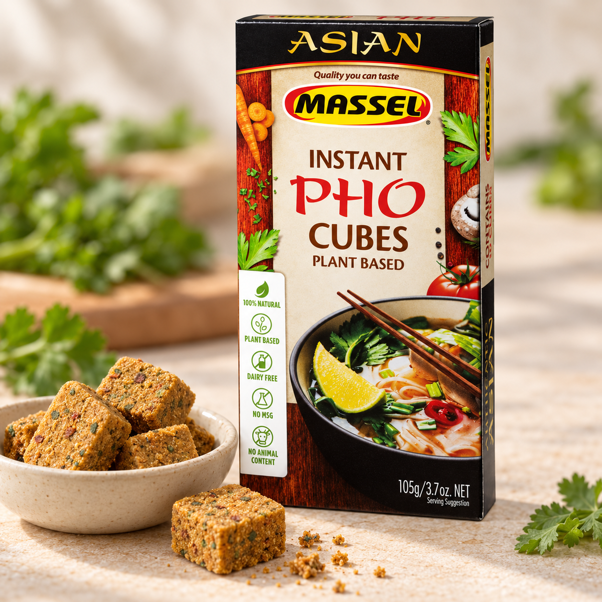Massel Instant Pho Asian Soup Cubes, 105g, gluten-free, vegan.