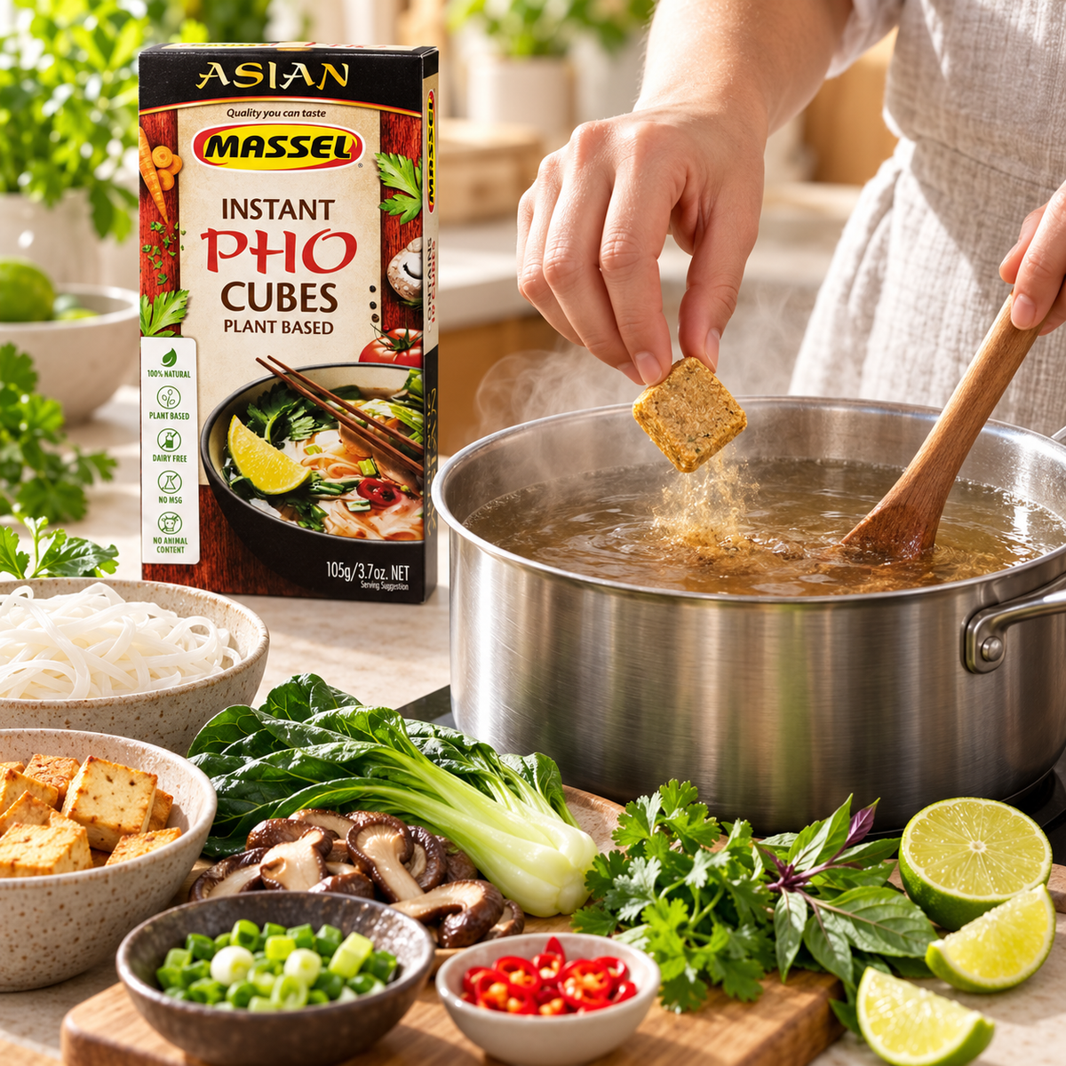 Massel Instant Pho Asian Soup Cubes, 105g, gluten-free, vegan.