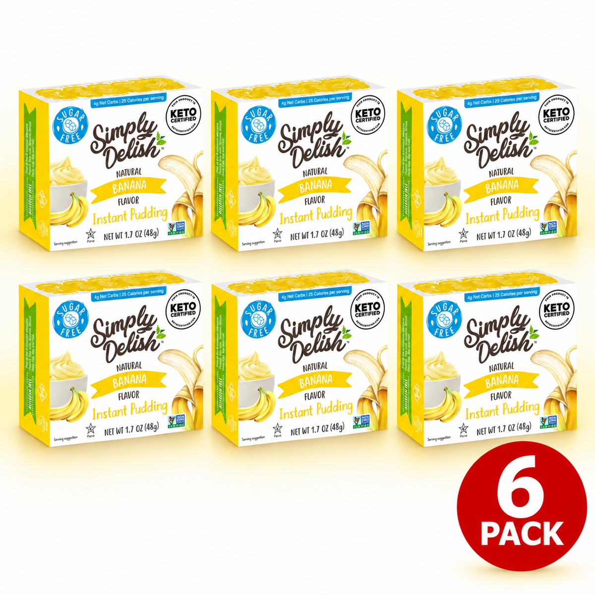 Simply Delish Natural Sugar-Free Instant Pudding, Banana flavour, 48g.