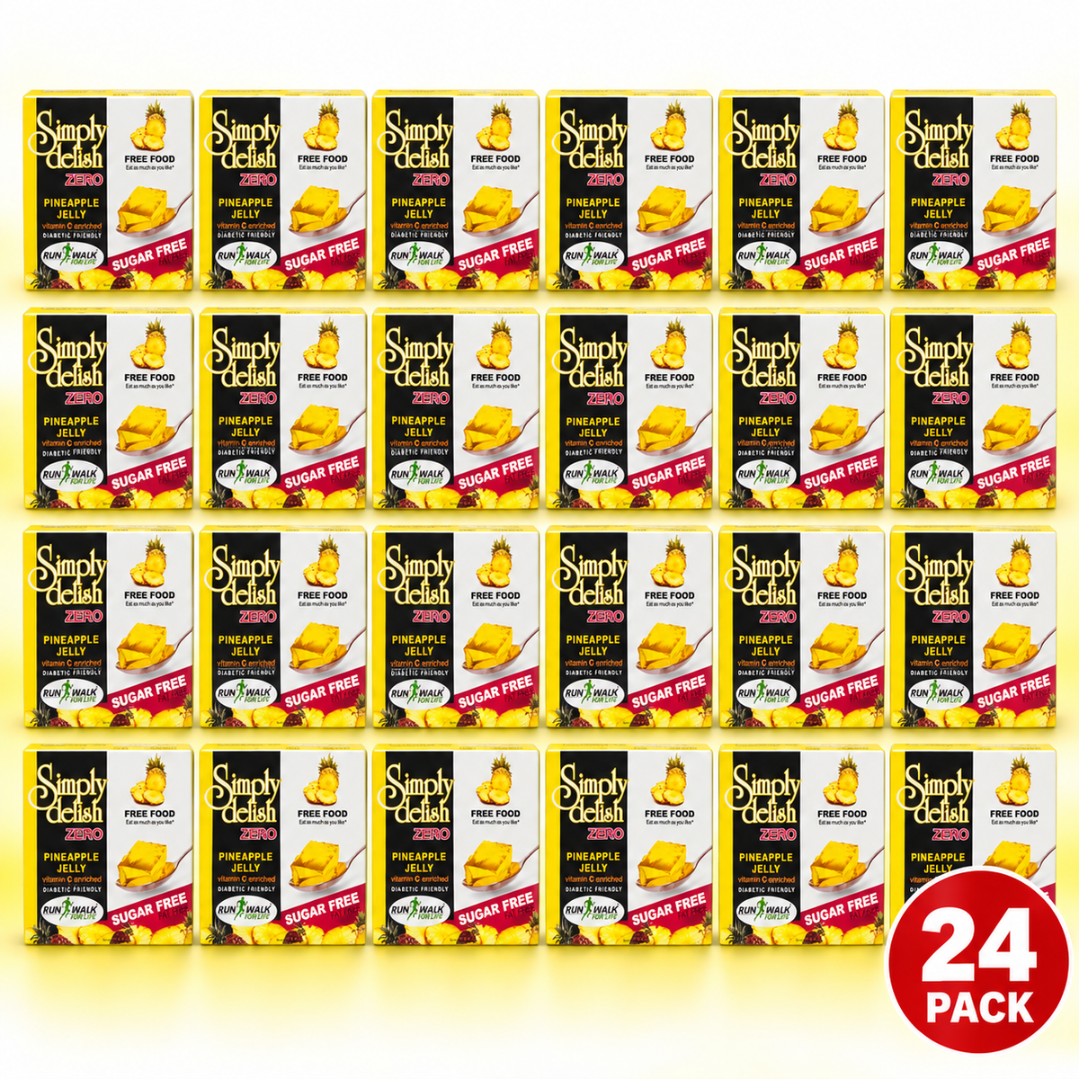 Simply Delish Sugar-Free Pineapple Jelly Dessert, 8g pack.