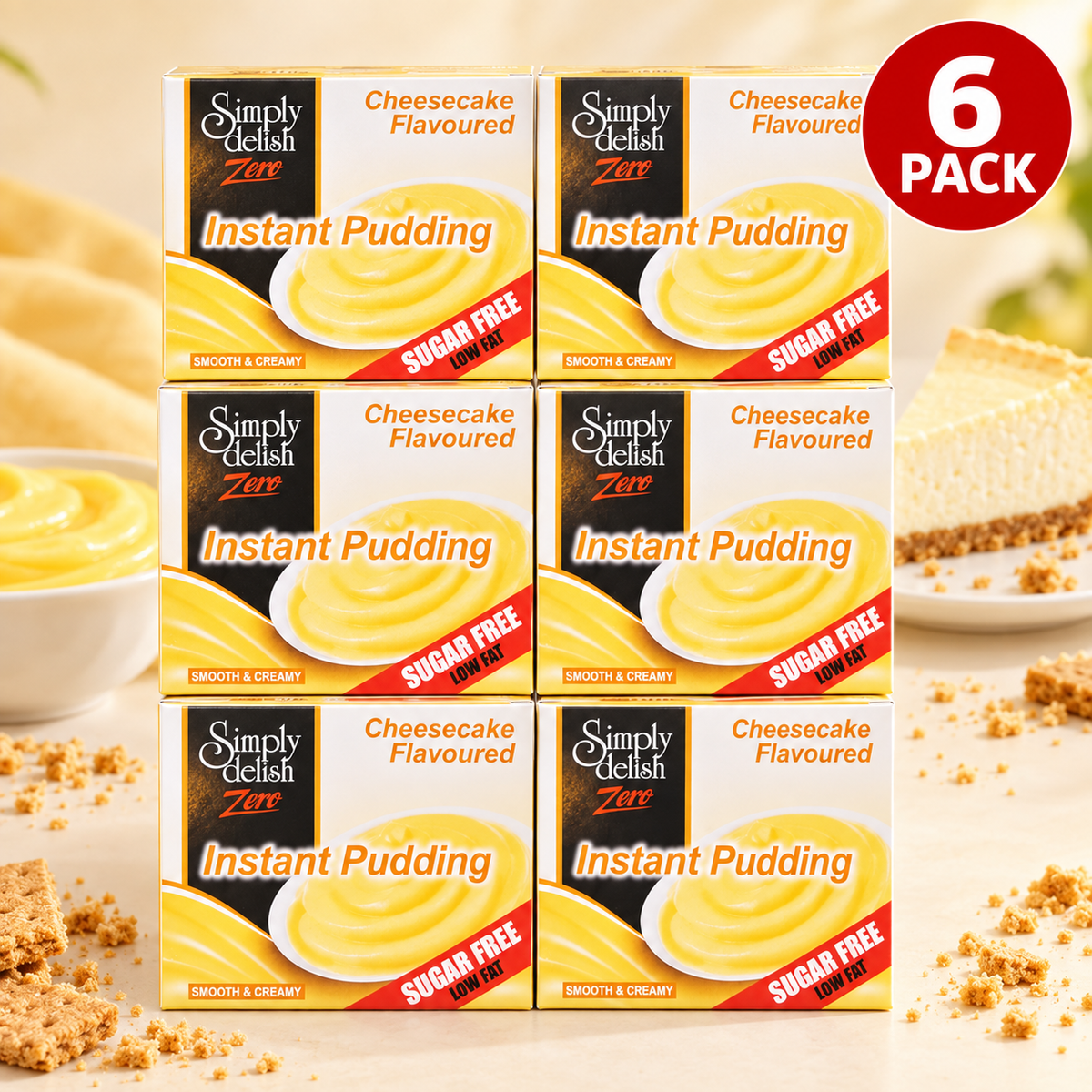 Simply Delish Sugar-Free Instant Pudding, Cheesecake flavour, 40g.