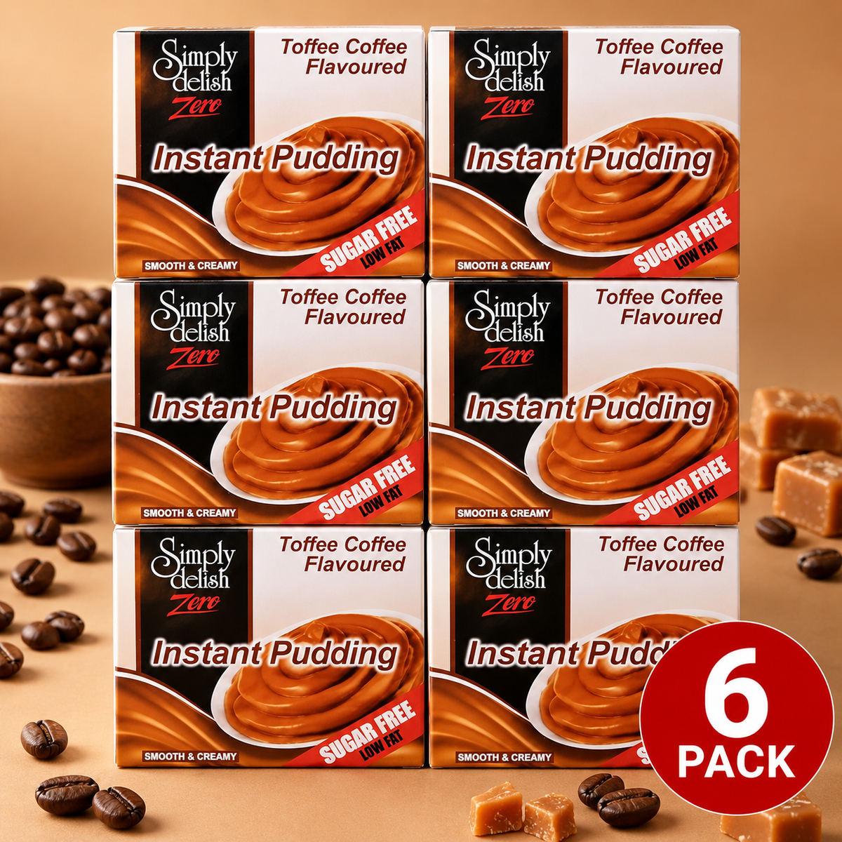 Simply Delish Sugar-Free Instant Pudding, Toffee Coffee flavour, 40g.