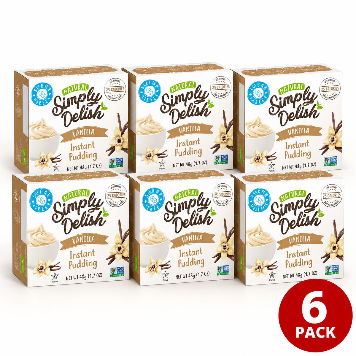 Simply Delish Natural Sugar-Free Instant Pudding, Vanilla flavour, 44g.
