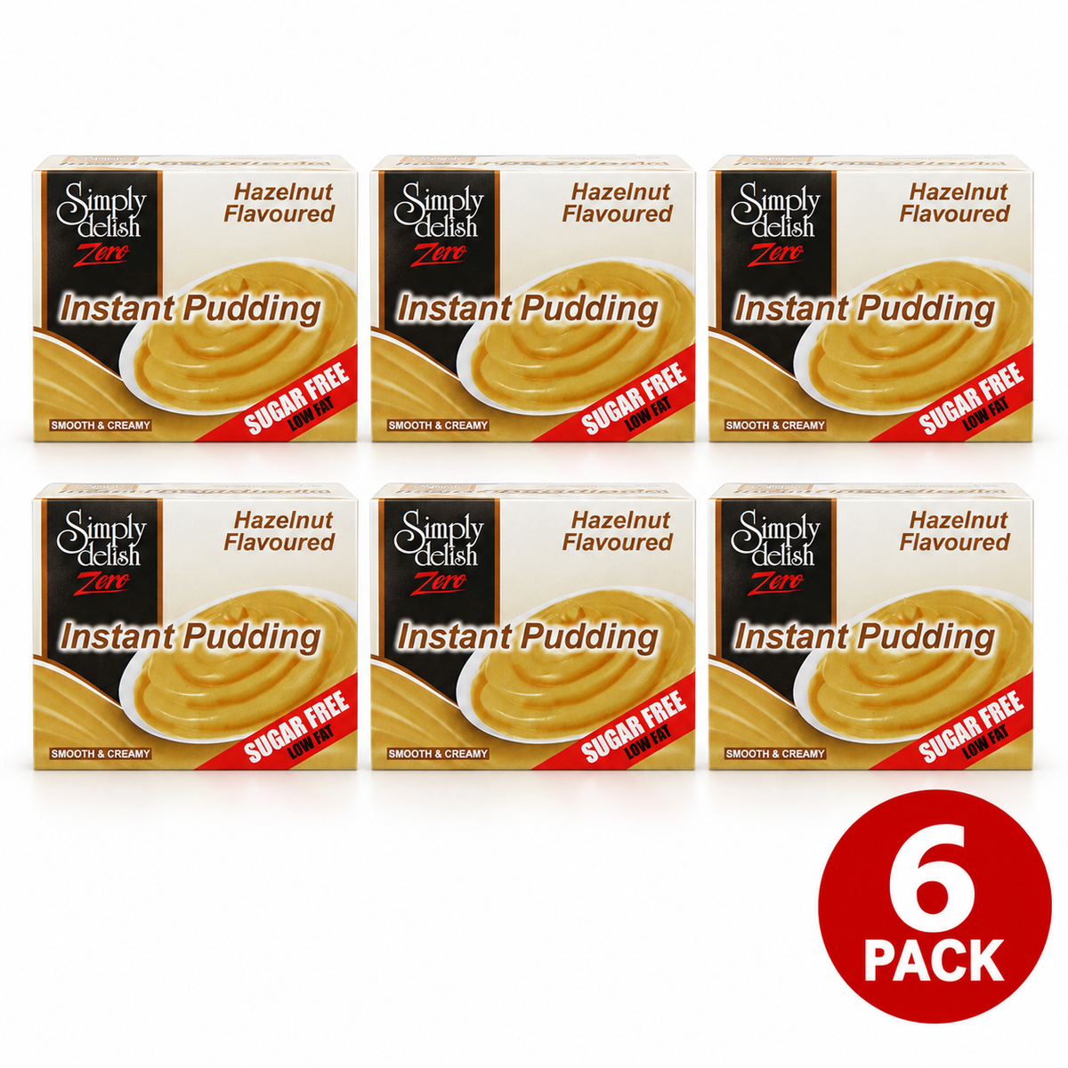 A prepared bowl of Simply Delish Hazelnut Instant Pudding, smooth and creamy.