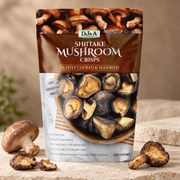 DJ & A Shiitake Mushroom Crisps, 65g pack - a crunchy vegan snack.