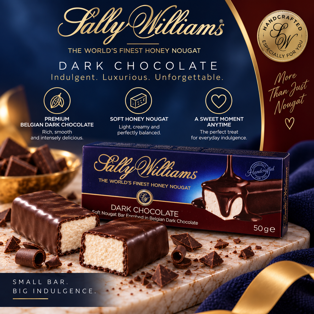 Sally Williams Dark Chocolate Infused Nougat bar